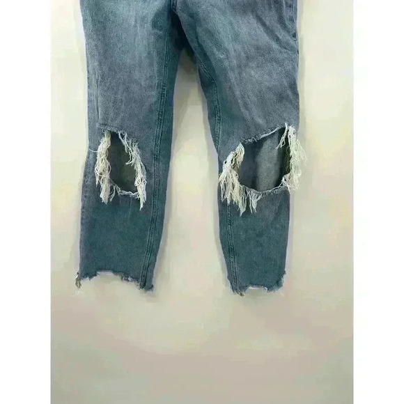 Free People We the Free Straight Button Fly Distressed Ripped Jeans Womens Sz 28 - Picture 4 of 6
